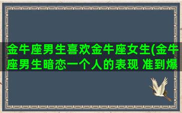 金牛座男生喜欢金牛座女生(金牛座男生暗恋一个人的表现 准到爆)